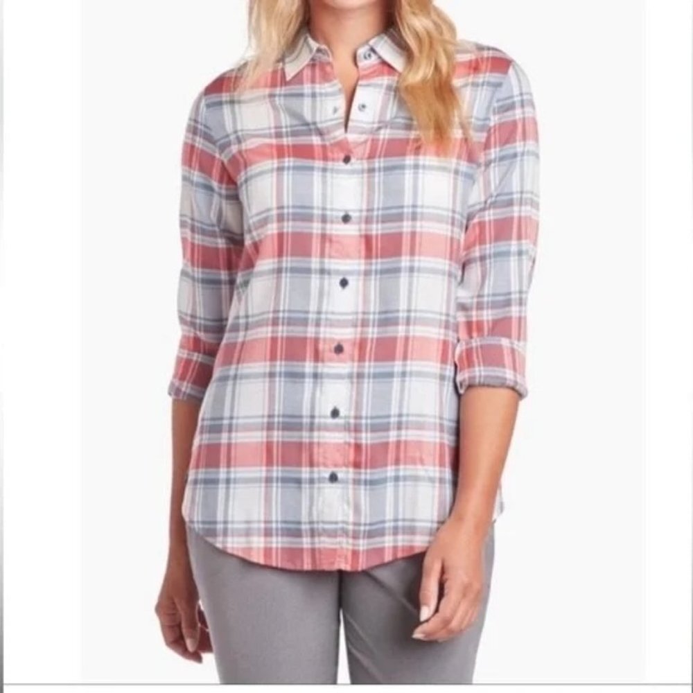 Kuhl‎ Lexi Lightweight Long Sleeve Plaid Button Down Top M Medium